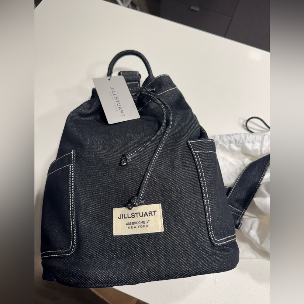 Jill Stuart Dark Blue Drawstring Backpack - image 4